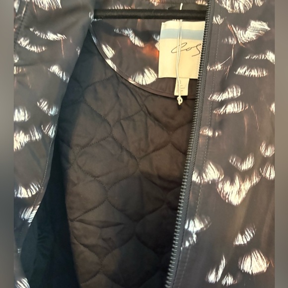 COS Atelier Feather Print Bomber Jacket Black Quilted Limited Edition Size Large - Picture 5 of 16